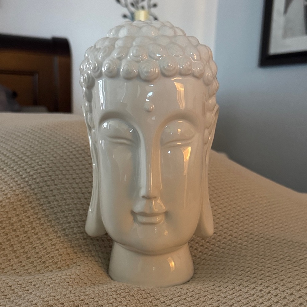 White Ceramic Buddha Head Decor